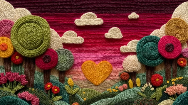 Crochet Landscape A Beautiful Day Fields Flowers