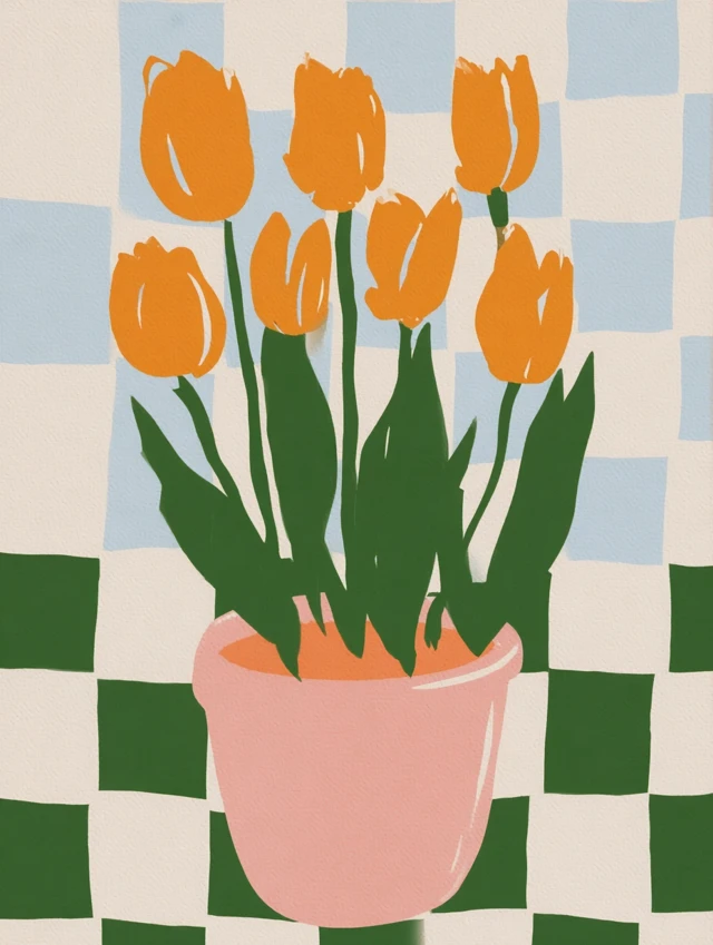 Minimalist Tulip Illustration - Bold Colors