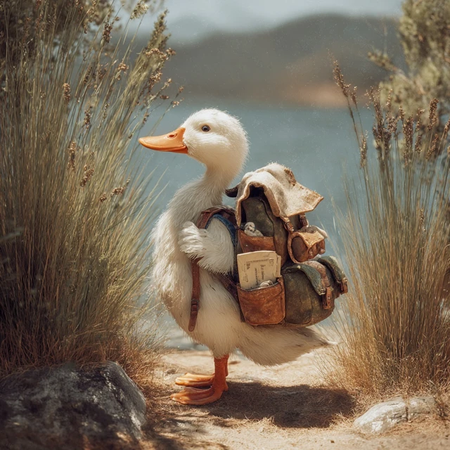 Adventurous Duck With Backpack Going on an Adventure