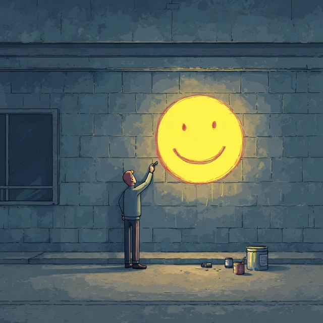 Man Drawing Smiley Face Cartoon Illustration