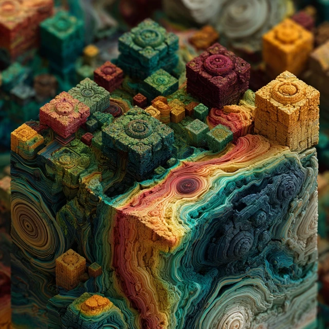 Fractal Cubes Digital Art Aerial View