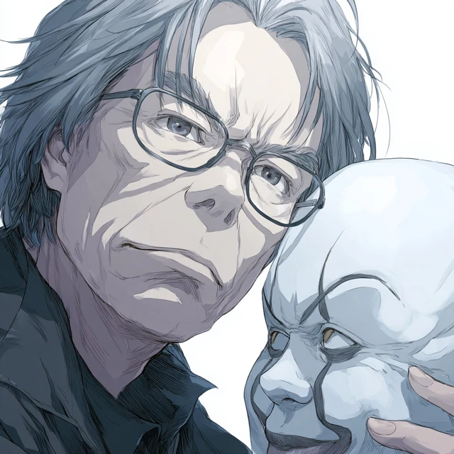Stephen King Anime Portrait with Pennywise Mask