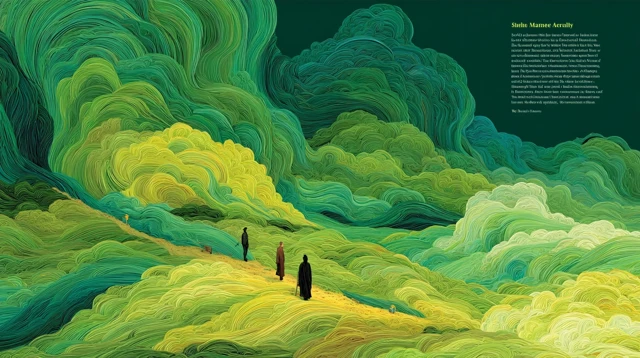 Abstract Green Artwork Nature and Human