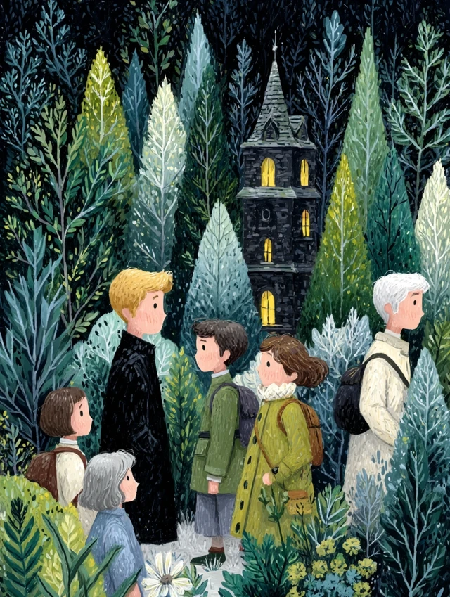 Kids Exploring a Magical Forest Illustration