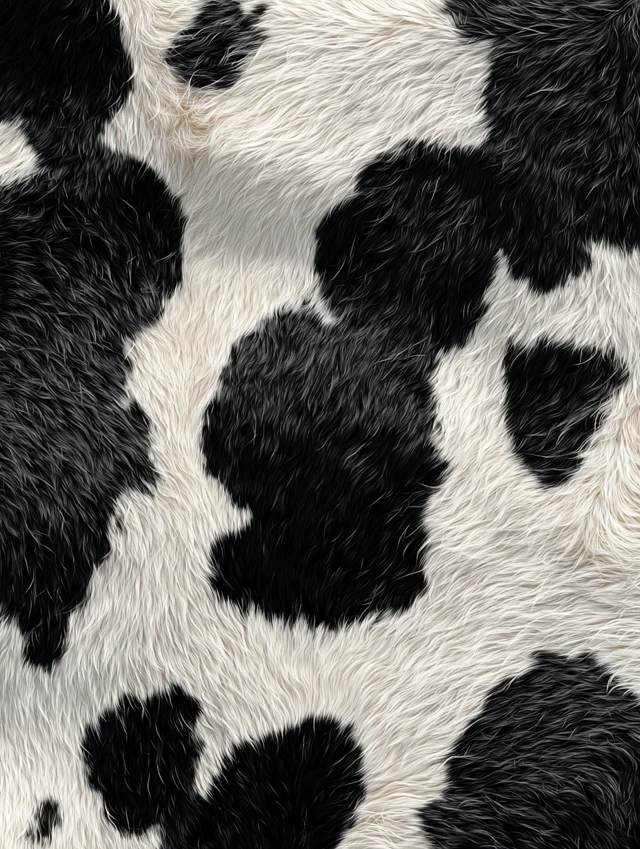 Cowhide Texture Black and White Holstein Spots 8K