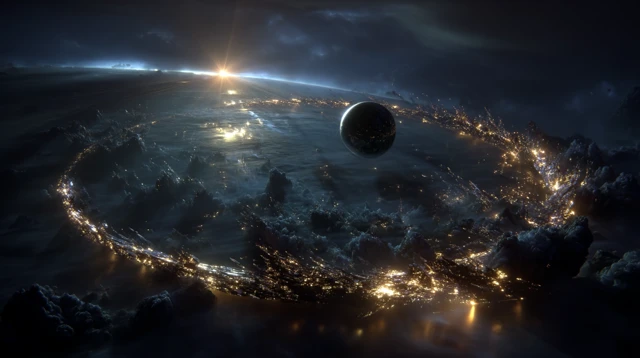Cosmic Void Dying Star and Black Sphere