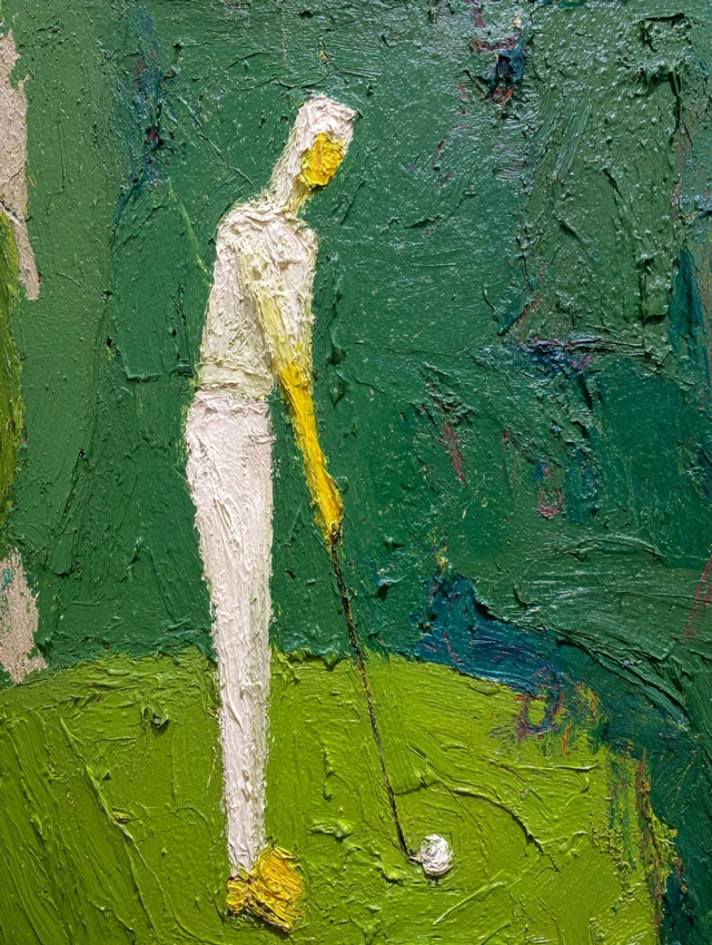 Abstract Golf Painting Woman on Green