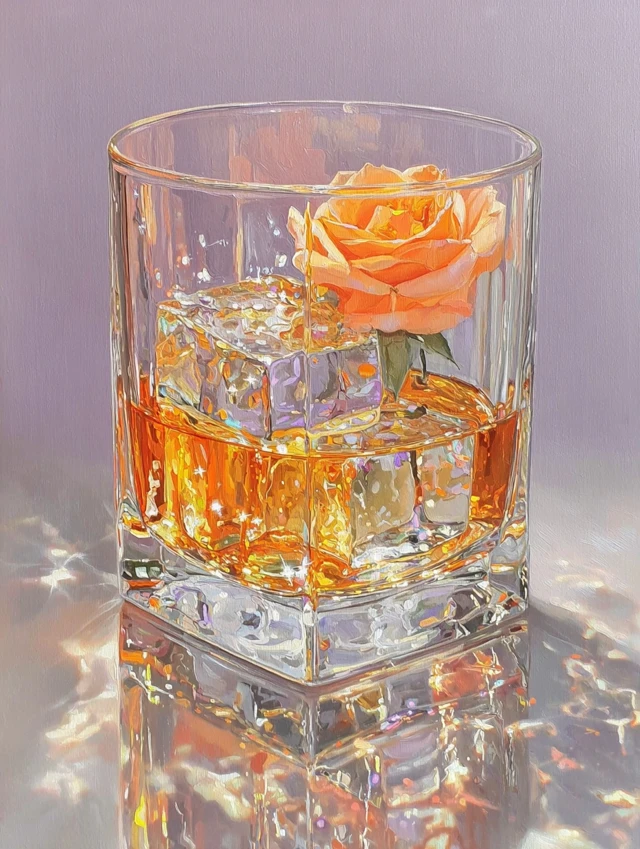 Roses in a Glass Cube