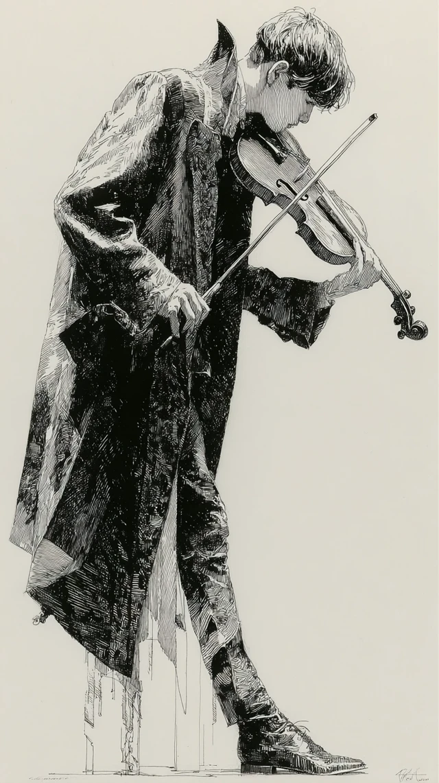 Violinist in Silhouette Modern Art