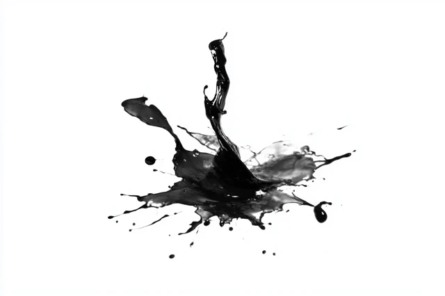 Black Ink Splash Isolated on White Background