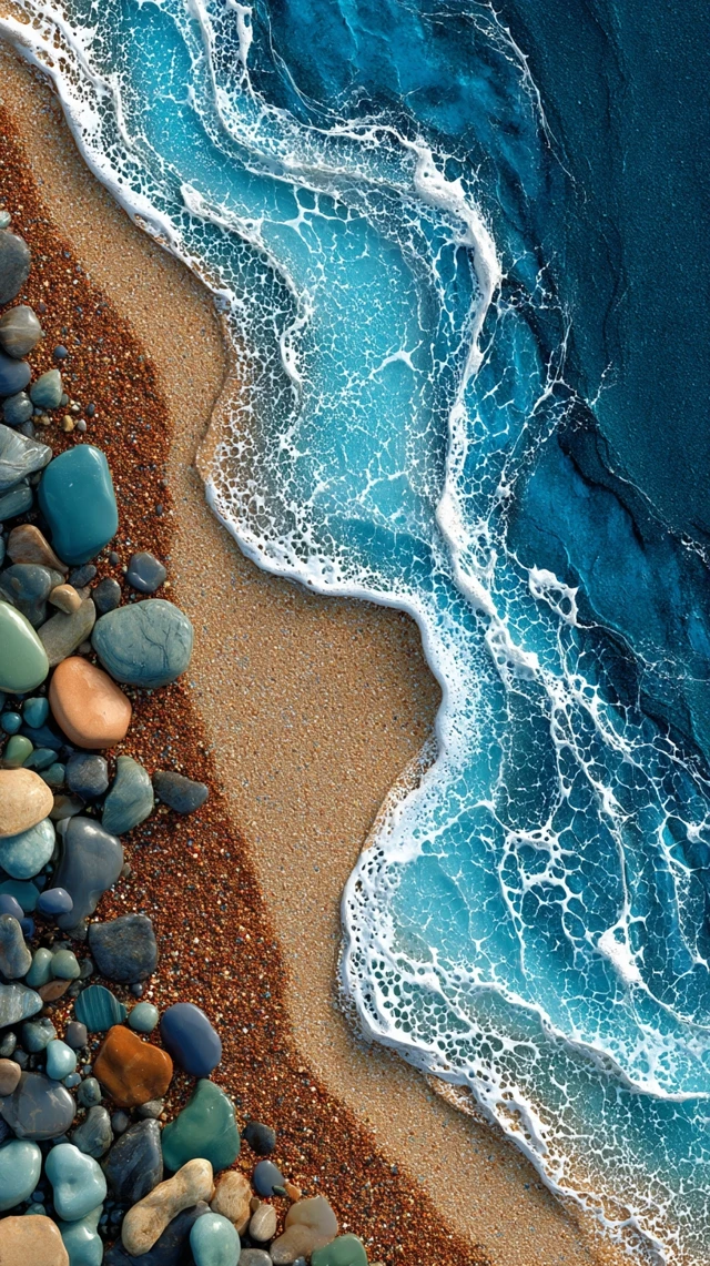 Beach and Waves Aerial View