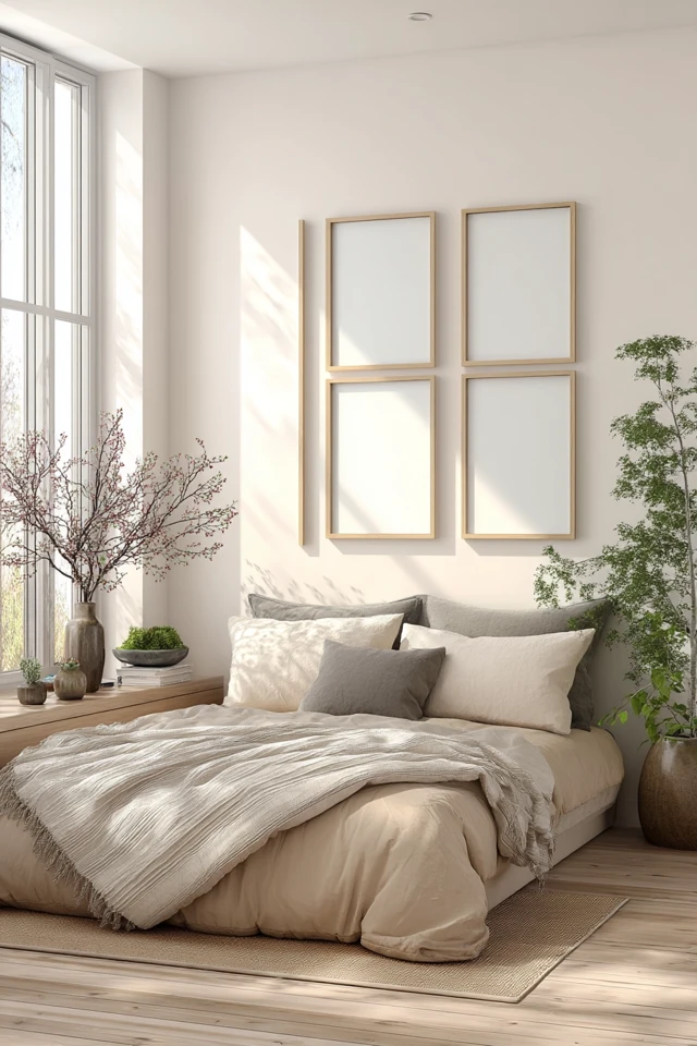 Cozy Bedroom Interior Design with Blank Canvas