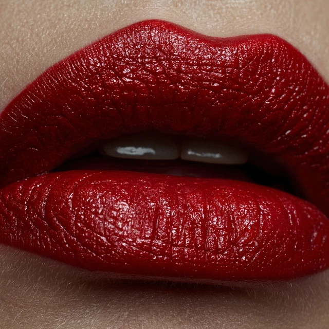 Red Lipstick Texture Close Up Beauty Makeup