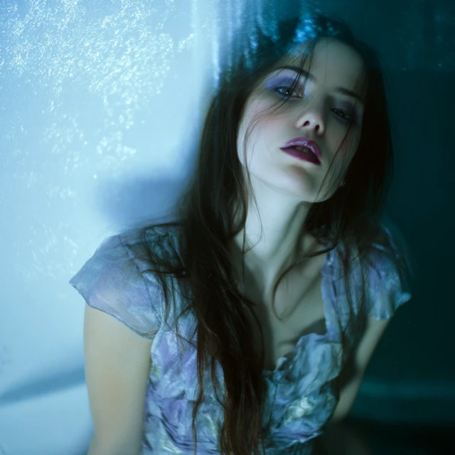 Gloomy Fashion Model Portrait Dark Hair Conceptual