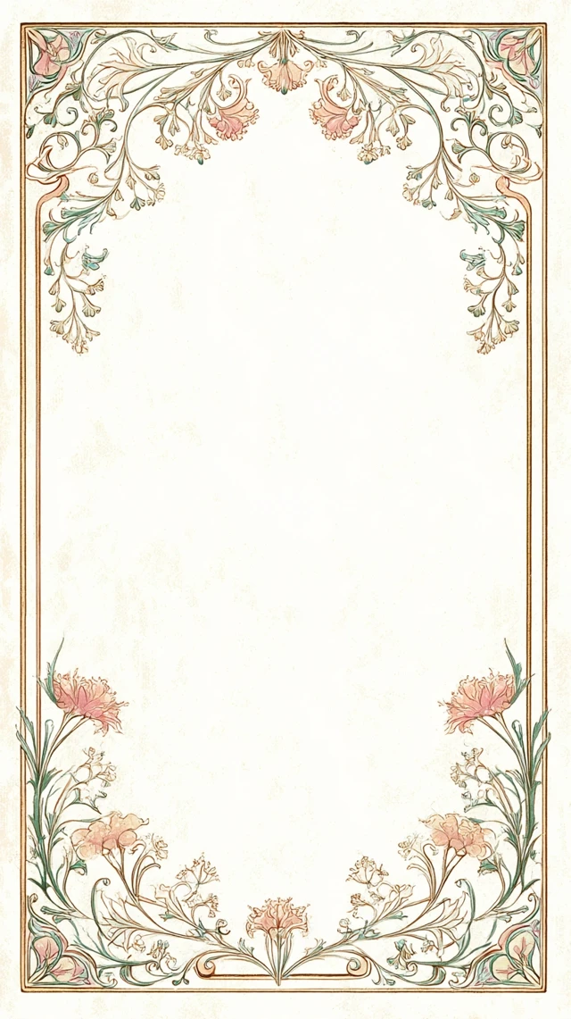 Boho Wedding Invitation Art Nouveau Floral Design