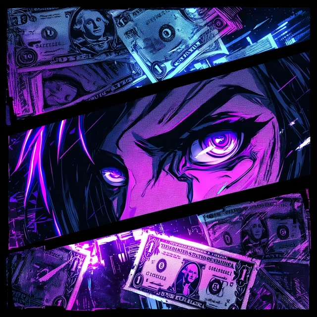 Anime Dollar Bill Cyberpunk Art