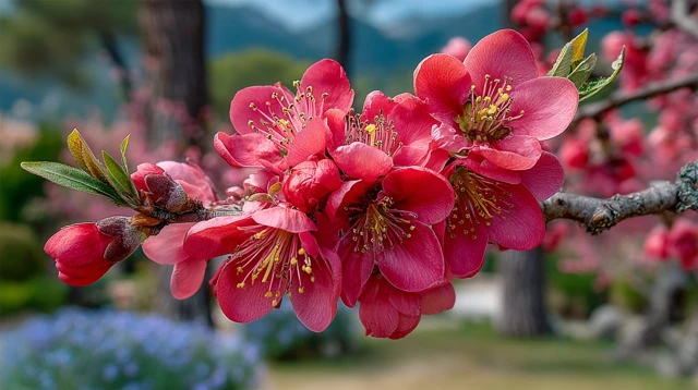 Blooming Tree Branch In Sunny Meadow