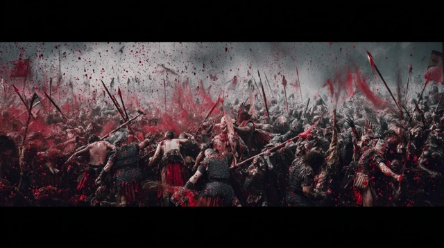 Epic Medieval Battle Between Men and Orcs