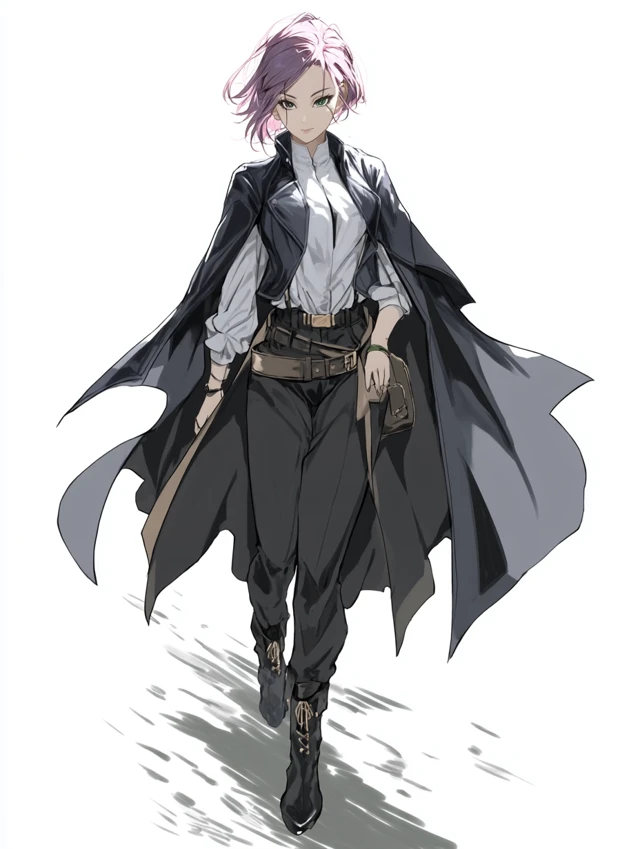 Violet Haired Female with Green Eyes