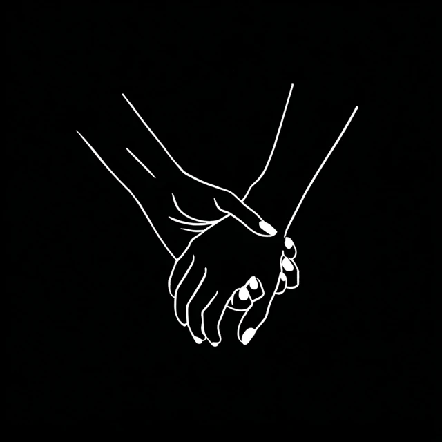 Hands Holding Logo Simple Line Art