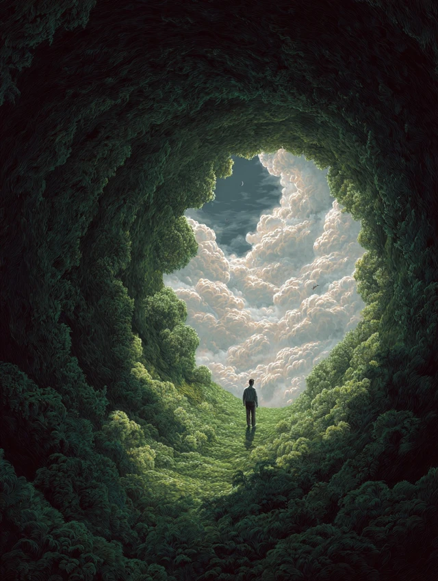 Forest Tunnel Light Cloudscape Surreal Art