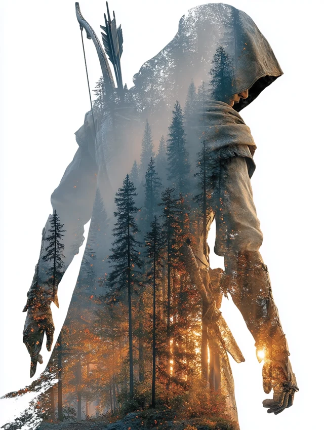 Heroic Fantasy Ranger in Misty Forest