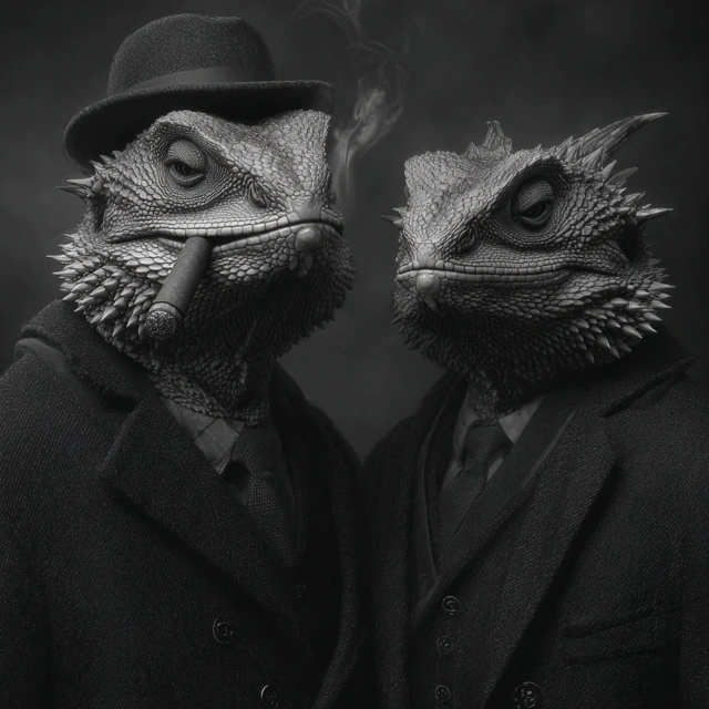 Mafia Dragons Black and White Photorealistic