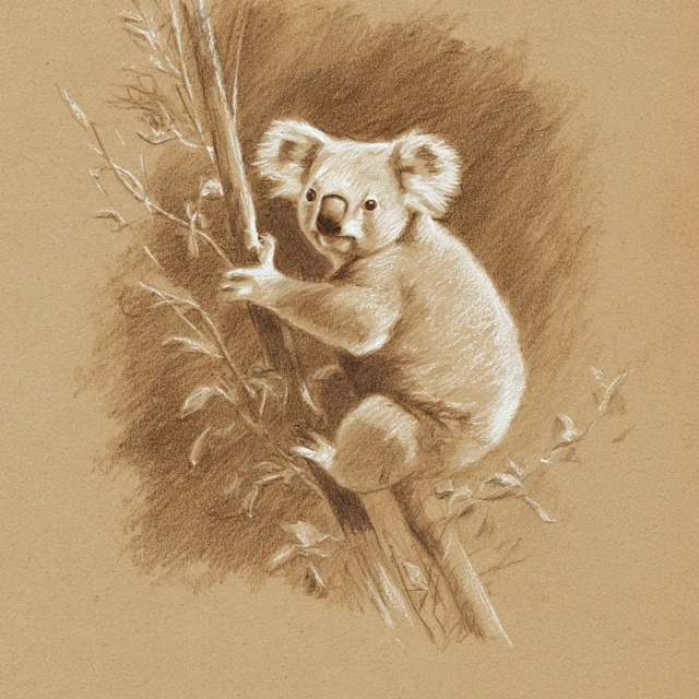 Koala Bear Sketch Vintage Art
