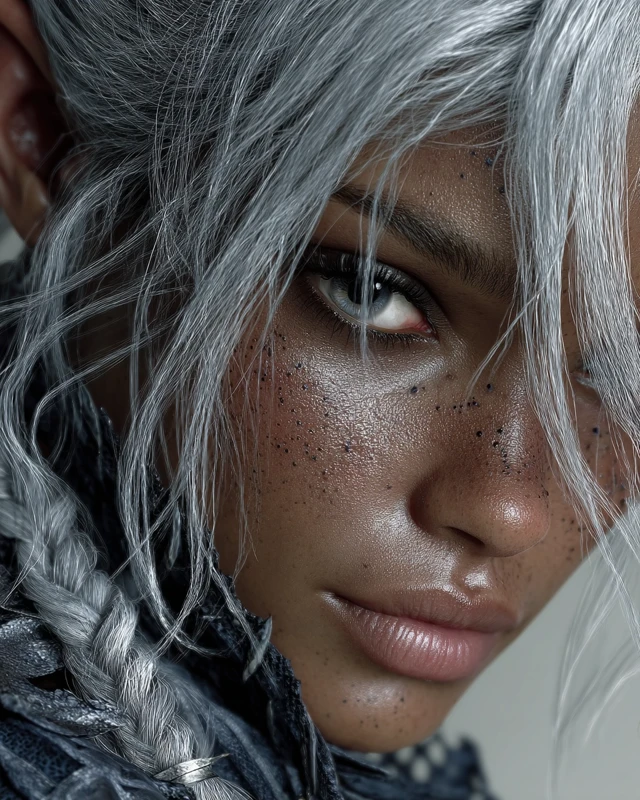 Drow Ranger Female Portrait Photorealistic