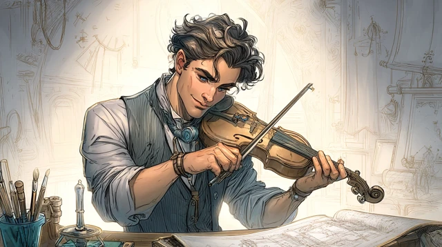Victorian Violin Maker Concept Sketch