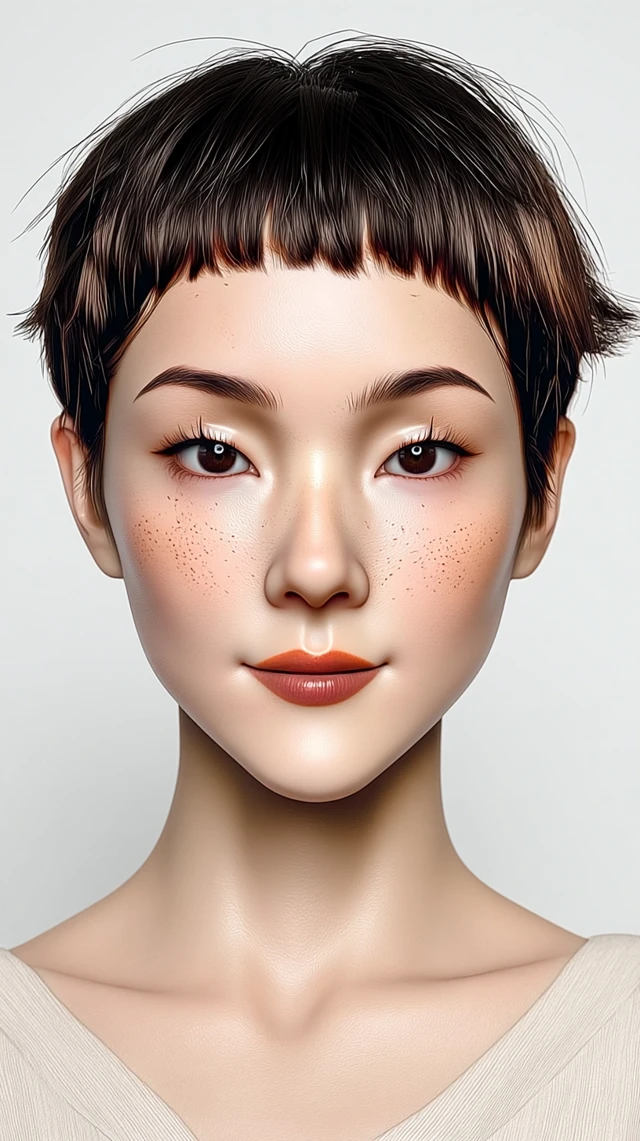 Fashionable Portrait with Freckles and Trendy Hair