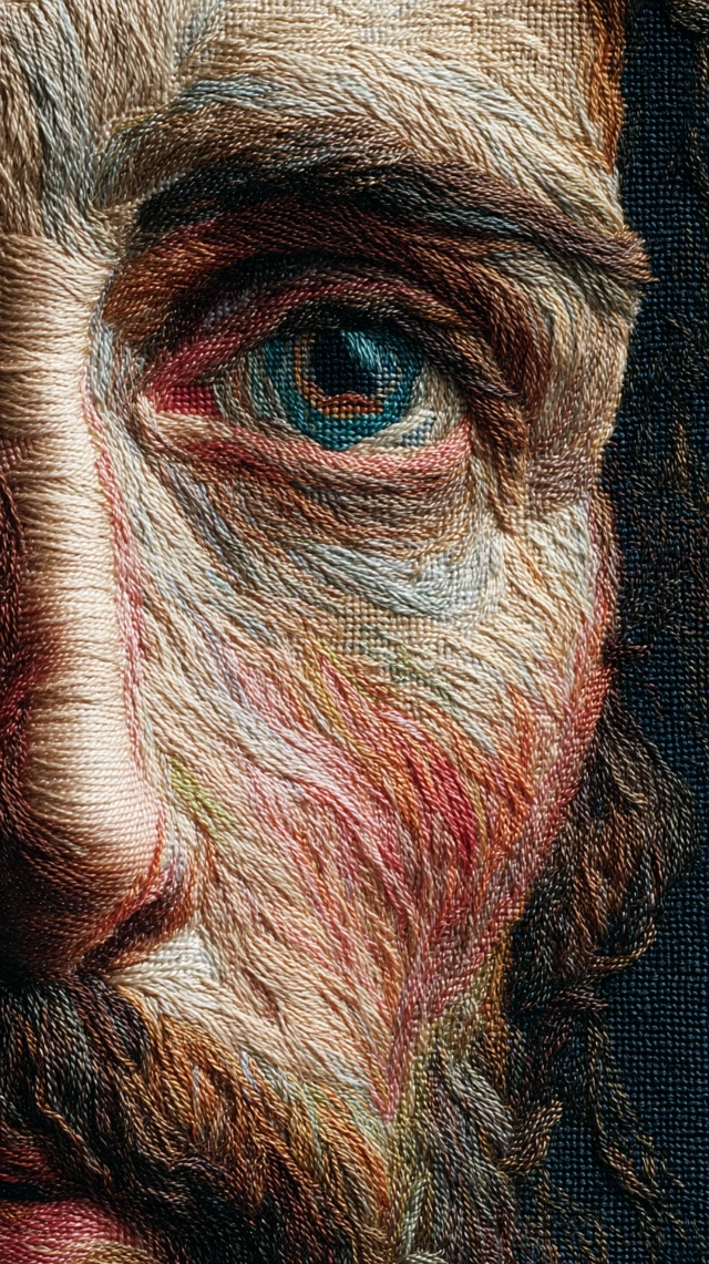 Christs Face Cross Stitch Embroidery Art