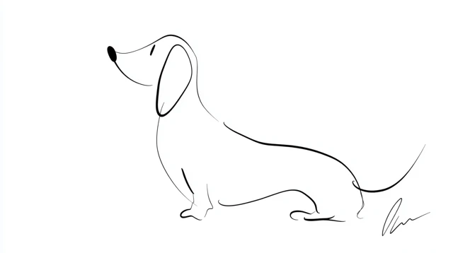 Minimalist Dachshund Line Drawing Black and White Vector