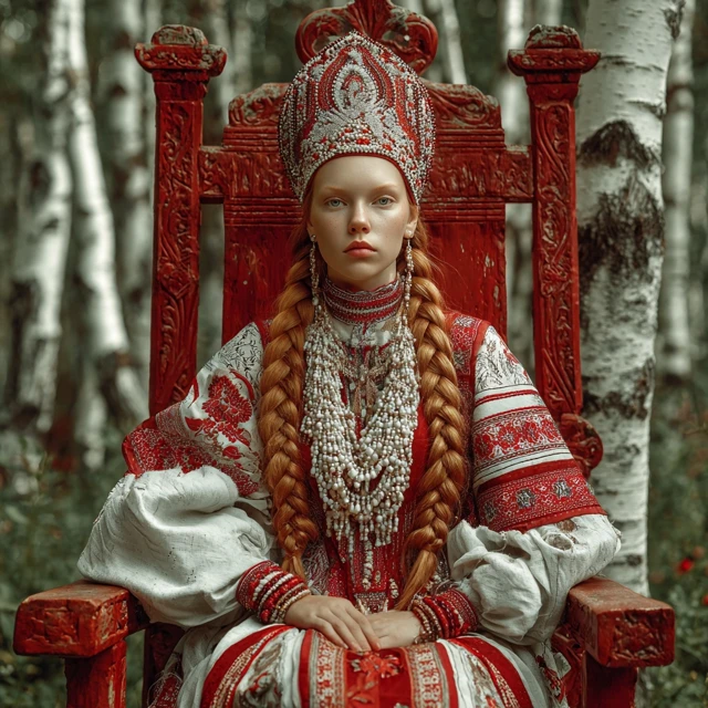 Hyperrealistic Slavic Woman in Traditional Costume