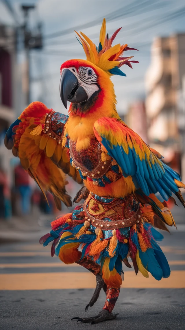 Brazilian Carnival Parrot Samba Dance
