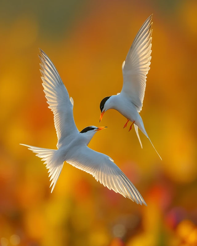 Terns in Flight Golden Hour Photography