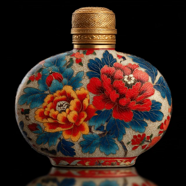 Cartoon Peony Painted Snuff Bottle