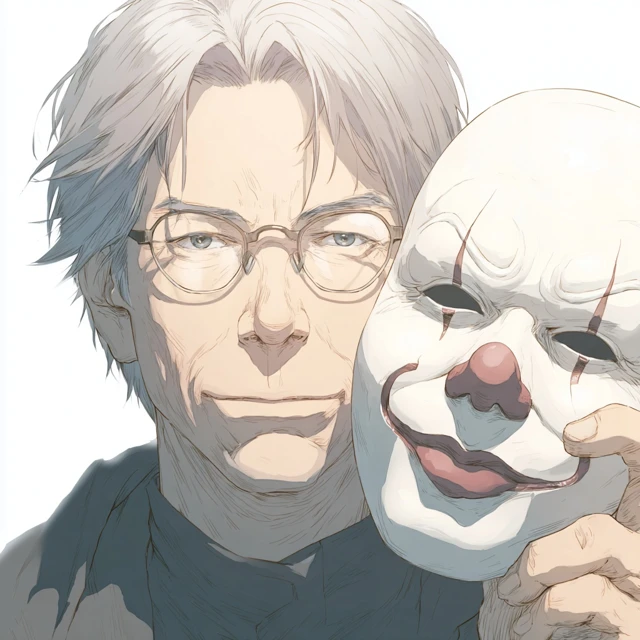 Stephen King Anime Portrait with Pennywise Mask