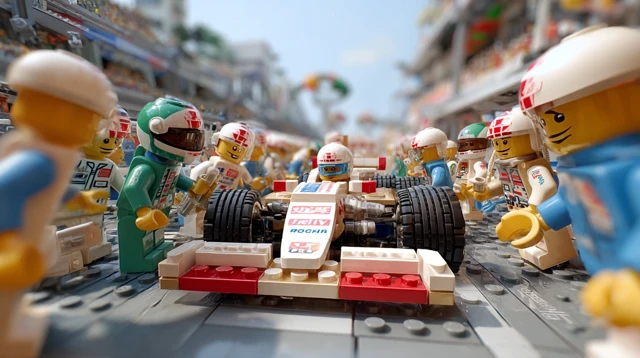 Lego F1 Pit Stop Scene Detailed and Dynamic