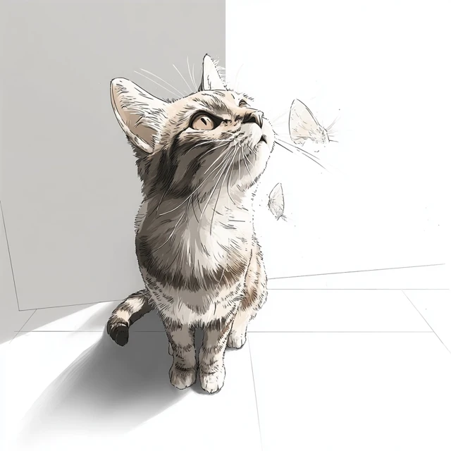 Cat Art: Adorable Cat in a Detailed Illustration Style