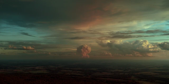 Nuclear Explosion Aerial View Cinematic Realism