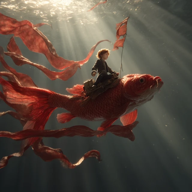 Boy Riding Red Carp Streamer Cinematic