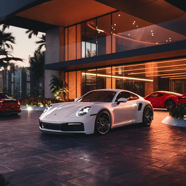 Luxury Porsche 911 with Modern Architecture