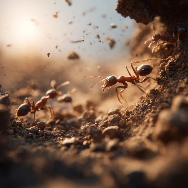 Fire Ants Rebuilding Colony Macro View