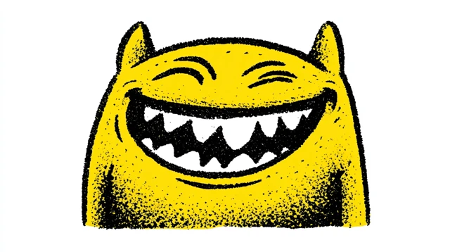Happy Yellow Monster Cartoon Illustration