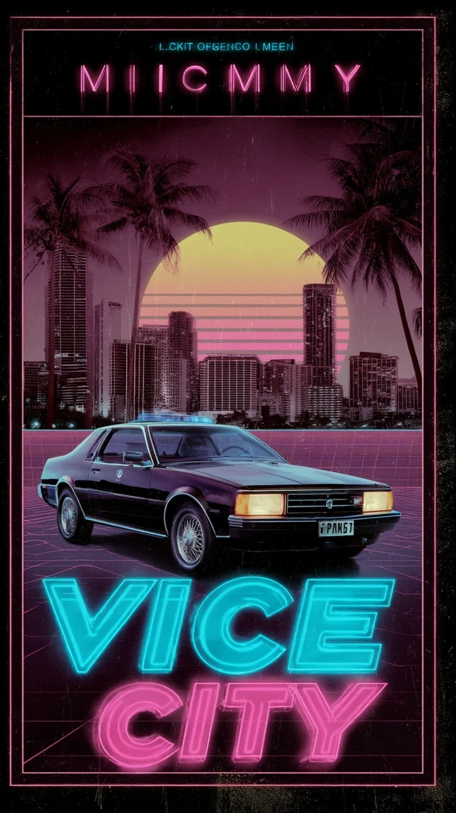 Vice City Movie Poster 1980s Retro Neon Drama