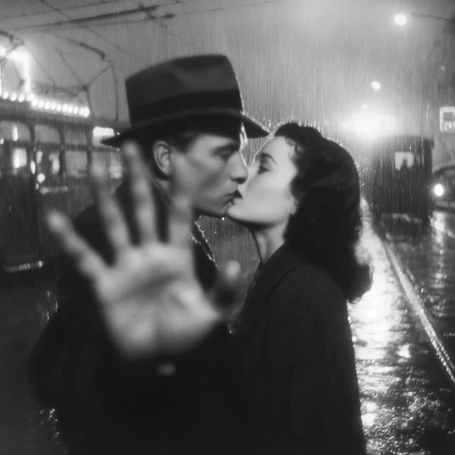 Noir Kiss in the Rain: 1940s Romance