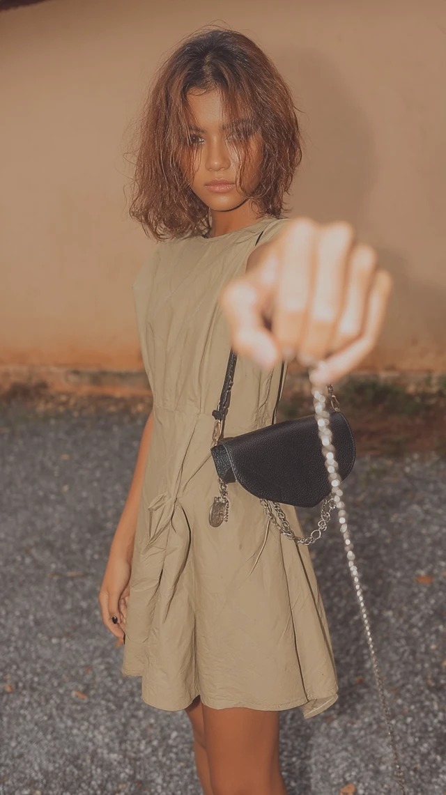 Woman in Beige Minimalistic Dress Fashion Photography