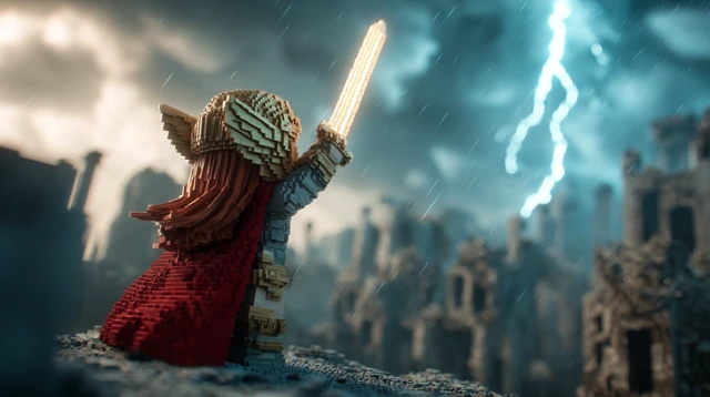 Minecraft Warrior with Lightning Sword