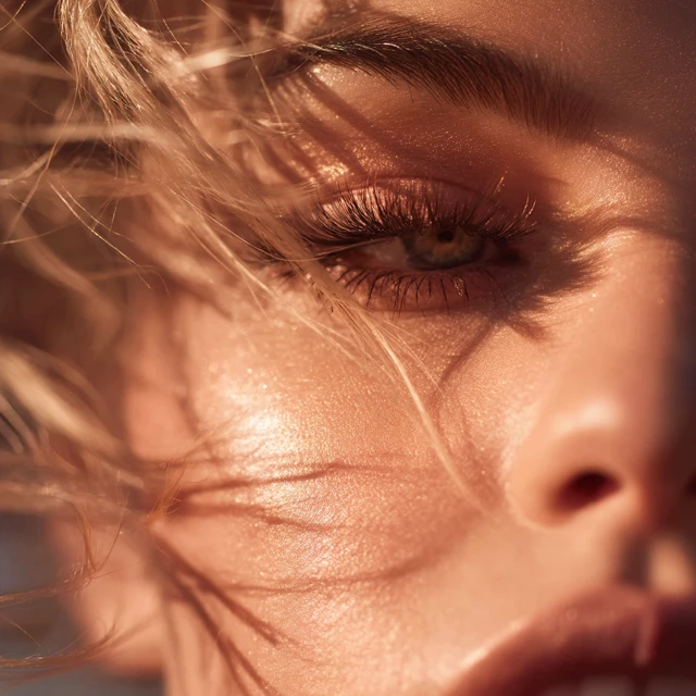 Dynamic Beauty Photo: Fluttering Lashes and Radiant Glow